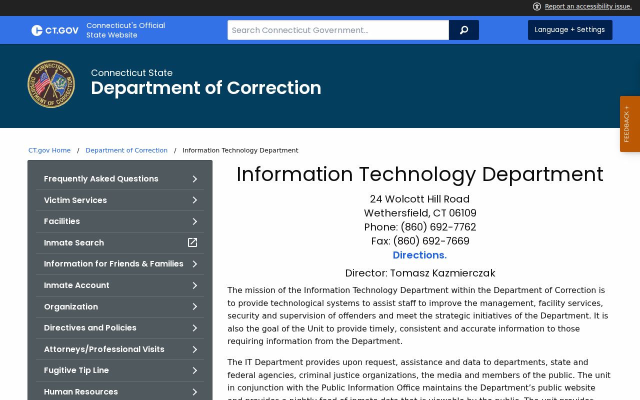 Connecticut DOC inmate search field information
